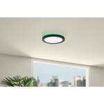 Commercial Electric 12 in. LED Flush Mount Smart CCT and RGB Selectable Matte Black Finish with Night Light (LCN3002LM-01 MB)