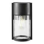 Hampton Bay Kempster 9.92 in. Modern 1-Light Matte Black Cylinder Outdoor Wall Light Sconce with Clear Glass (W2220-11)