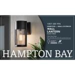 Hampton Bay Kempster 9.92 in. Modern 1-Light Matte Black Cylinder Outdoor Wall Light Sconce with Clear Glass (W2220-11)