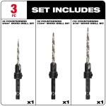 Milwaukee Wood Countersink Drill Bit Set (3-Piece) #6/#8/#10
