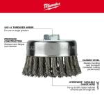 Milwaukee Carbon Steel Knot Wire Cup Brush 3 in. (48-52-5040)
