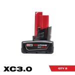 Milwaukee M12 12-Volt 3.0 Lithium-Ion XC Extended Capacity Ah Battery Pack (2-Pack)