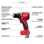 Milwaukee M18 18-Volt Lithium-Ion Brushless Cordless Compact Hammer Drill/Impact Combo Kit (2-Tool) with (2) Batteries, Bag (3693-22CX)