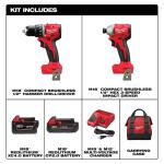 Milwaukee M18 18-Volt Lithium-Ion Brushless Cordless Compact Hammer Drill/Impact Combo Kit (2-Tool) with (2) Batteries, Bag (3693-22CX)