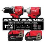 Milwaukee M18 18-Volt Lithium-Ion Brushless Cordless Compact Hammer Drill/Impact Combo Kit (2-Tool) with (2) Batteries, Bag (3693-22CX)