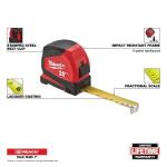 Milwaukee 25 ft. Compact SAE Tape Measure with Fractional Scale and 9 ft. Standout