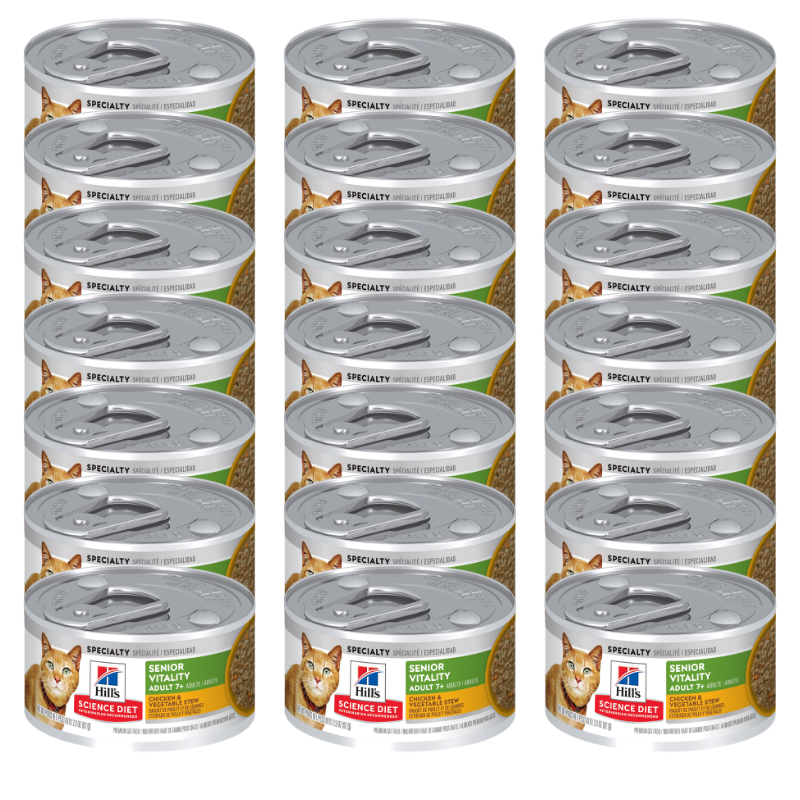 Hill's Science Diet Adult 7+ Senior Vitality Cat Food - Chicken & Vegetable Stew