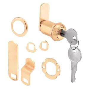 Prime-Line 13/16 in., Steel, Brass Plated, Keyed Drawer and Cabinet Cam Lock (U 99460)
