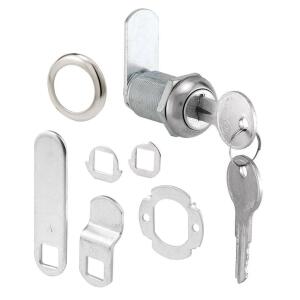 Prime-Line Drawer and Cabinet Lock, 1-1/8 in., Diecast, Stainless Steel, 13/16 in. Max. Panel (U 9945)