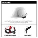 Milwaukee BOLT Red Type 1 Class E Front Brim Non-Vented Hard Hat with 4 Point Ratcheting Suspension (48-73-1108)
