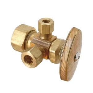 BrassCraft 1/2 in. Nominal Compression Inlet x 3/8 in. O.D. Compression x 3/8 in. O.D. Compression Dual Outlet Multi-Turn Valve (CR1901LRX R1)