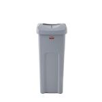 Rubbermaid Commercial Products Untouchable 23 Gal. Square Trash Can with Lid, Grey, for Offices, Warehouses, Classrooms, and Restaurants (Indoor/Outdoor) (2143862)