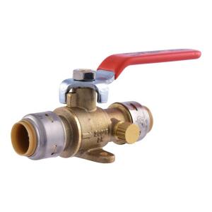 SharkBite Max 1/2 in. Brass Push-to-Connect Ball Valve with Drain and Drop Ear (UR24615)