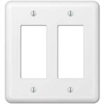 Hampton Bay Declan 2-Gang Smooth White Rocker Metal Steel Wall Plate (BPMSPW-RR)