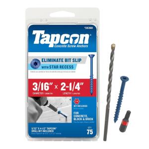 Tapcon 3/16 in. x 2-1/4 in. Star Flat-Head Concrete Anchors (75-Pack) (28360)
