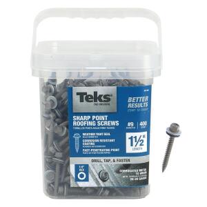 Teks #9 x 1-1/2 in. External Hex Drive Washer Head Roofing Screws (400-Pack) (21406)