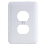 Commercial Electric 1-Gang Duplex Midway/Maxi Sized Metal Wall Plate, White (Textured/Paintable Finish) - PMTW-D