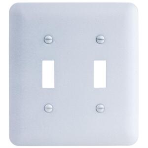 Hampton Bay Perry 2-Gang Toggle/Toggle Metal Wall Plate, White (Textured/Paintable Finish) - BPMTMW-TT