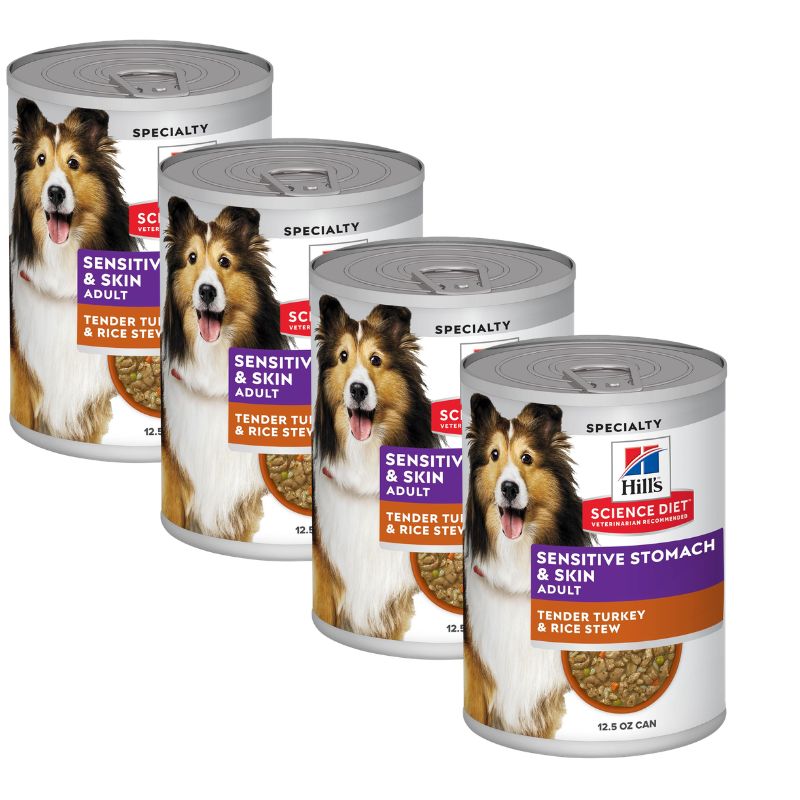 Hill's Science Diet Adult Wet Dog Food for Sensitive Stomach & Skin – Turkey & Rice,