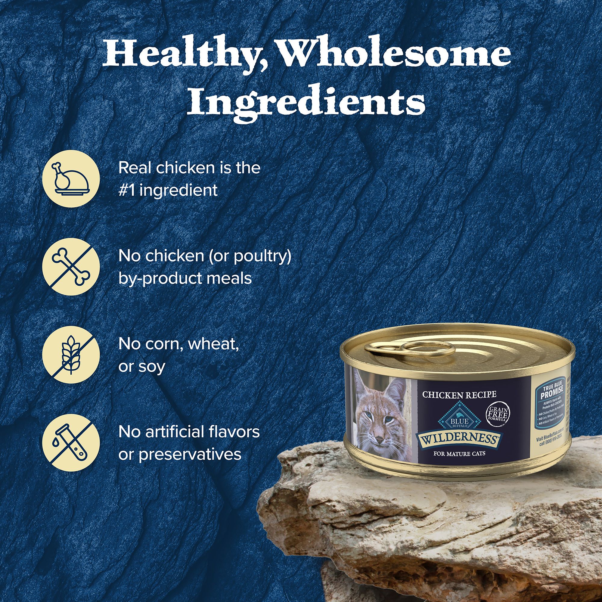 Blue Buffalo® Wilderness&trade;  Senior Wet Cat Food - Grain Free, Pate, Chicken - Image 7