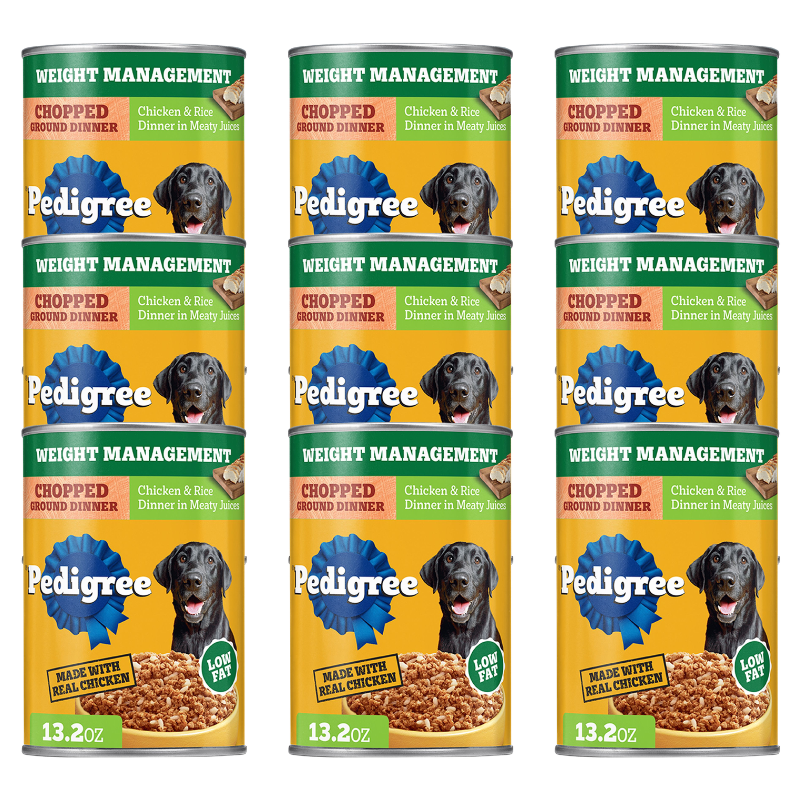 Pedigree Chopped Ground Dinner Weight Management Adult Wet Dog Food - Chicken & Rice, - Image 2