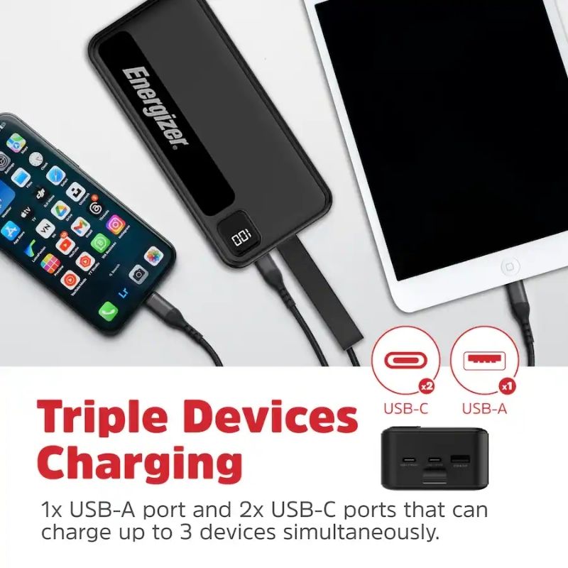 Energizer - MAX 30,000mAh 15W USB-C 3-Port Power Bank - Image 7