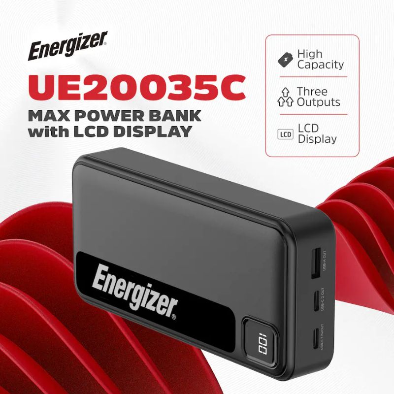 Energizer - MAX 20,000mAh 15W USB-C 3-Port Power Bank - Image 6