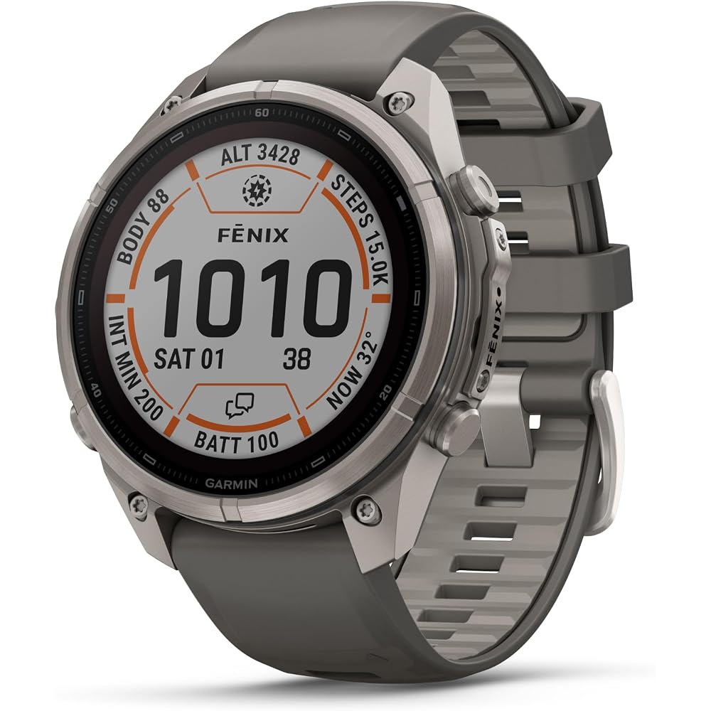 Garmin fēnix 9 Pro Solar Titanium 47mm, inReach, Pebble/Silver Gray - Image 1