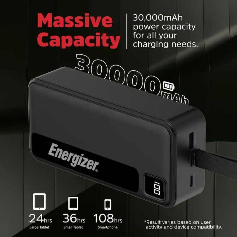Energizer - MAX 30,000mAh 15W USB-C 3-Port Power Bank - Image 6