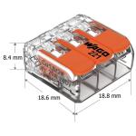 WAGO 221-413 Lever-Nuts 3-Conductor Splicing Connectors, 12-24AWG (50-Pack) (0221413K00-012)