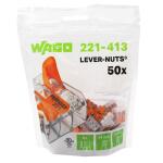 WAGO 221-413 Lever-Nuts 3-Conductor Splicing Connectors, 12-24AWG (50-Pack) (0221413K00-012)