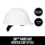 3M Vented White Hard Hat with PinLock Adjustment (CHHWH1-V-12-DC)