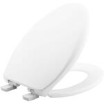 BEMIS Mr. Clean Removes for Easy Cleaning + Antimicrobial White Elongated Soft Close Plastic Closed Front Toilet Seat