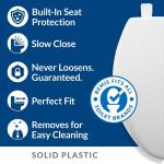 BEMIS Mr. Clean Removes for Easy Cleaning + Antimicrobial White Elongated Soft Close Plastic Closed Front Toilet Seat