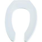 BEMIS Never Loosens White Elongated Commercial Plastic Open Front Toilet Seat