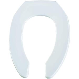 BEMIS Never Loosens White Elongated Commercial Plastic Open Front Toilet Seat