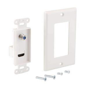 Commercial Electric 1-Gang White HDMI and Coaxial Plastic Wall Plate (DPPSSW-1CH-1)