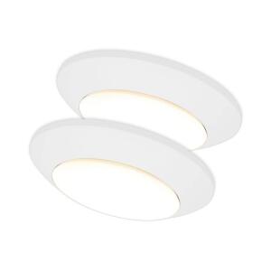 Commercial Electric 7 in. Matte White Slim LED Flush Mount 854 Lumens Soft White 3000K Indoor Bedroom Closet Kitchen Lighting (2-Pack) (C01126401A)
