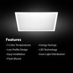 Commercial Electric 2 ft. x 2 ft. 4250 Lumens Non-Dimmable White Integrated LED Flat Panel Ceiling Flush Mount Light Fixture Selectable 5CCT (FP2X2/6WY/WH/HDT)