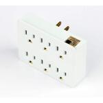 Commercial Electric 15 Amp 6-Outlet Grounded AC/DC Adapters, White (LA-19)