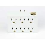 Commercial Electric 15 Amp 6-Outlet Grounded AC/DC Adapters, White (LA-19)