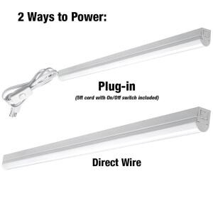 Commercial Electric 4 ft LED Garage Workshop Ceiling Strip Light Plug-In or Hardwire 1800 Lumens Power & Linking Cord 4000K Bright White (54261141)