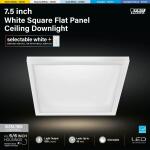 Feit Electric 10.5-Watt Integrated LED Flush Mount 7.5 in. White Square Dimmable Flat Panel Ceiling with Color Change 5CCT (74208/6WYCA)