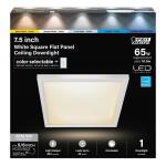Feit Electric 10.5-Watt Integrated LED Flush Mount 7.5 in. White Square Dimmable Flat Panel Ceiling with Color Change 5CCT (74208/6WYCA)