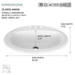Glacier Bay White Aragon 20 in. Drop-In Oval Vitreous China Bathroom Sink