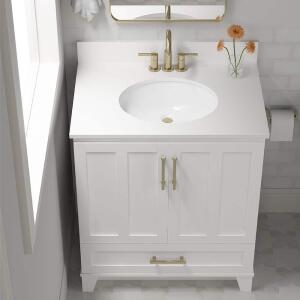 Glacier Bay 19.5 in. White Undermount Oval Vitreous China Bathroom Sink