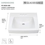 Glacier Bay White Aragon 19 in. Rectangular Vitreous China Bathroom Sink