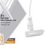 HDX 8 ft. 16/3 Light Duty Indoor Multi-Outlet Extension Cord with Banana Tap, White (HD#838-802 )