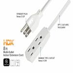 HDX 8 ft. 16/3 Light Duty Indoor Multi-Outlet Extension Cord with Banana Tap, White (HD#838-802 )