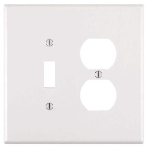 Leviton 2-Gang White 1-Toggle / 1-Duplex Outlet/Receptacle Plastic Jumbo/Oversized Wall Plate (1-Pack) - R62-88105-00W